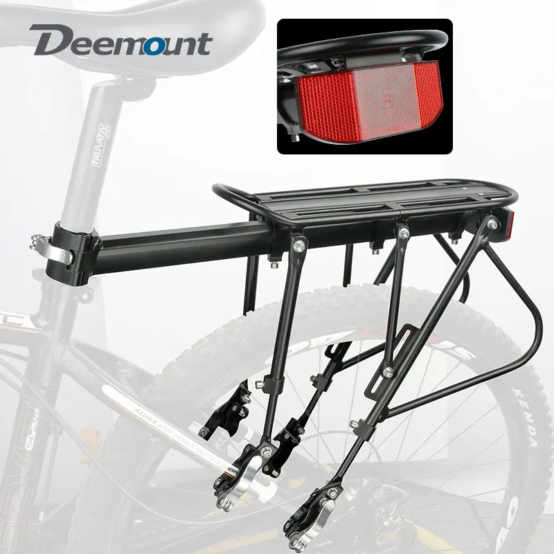 Deemount Heavy Duty Bicycle Luggage Carrier Rear Cargo Rack Stand 24-29\'\' Bike Trunk 100 KGS Load Fit 4.0 ‘’ Fat Bike Tire