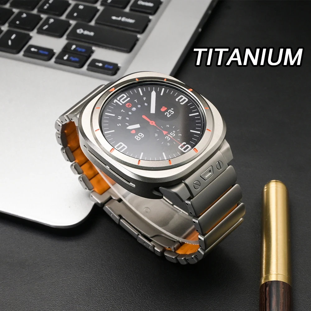 

Титановый ремешок для часов Samsung Galaxy Watch Ultra Strap 2025 Роскошный металлический резиновый браслет для Galaxy Watch Ultra 47 мм Мужской Correa