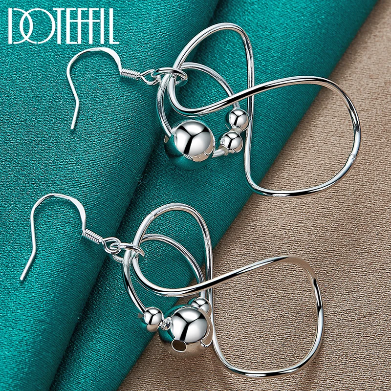 

DOTEFFIL 925 Sterling Silver Geometric Smooth Beads Earring Woman Party Fashion Jewelry