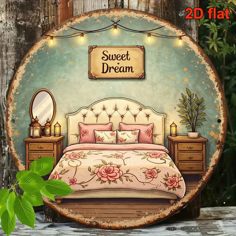 Round Sign, Vintage Plaque with 