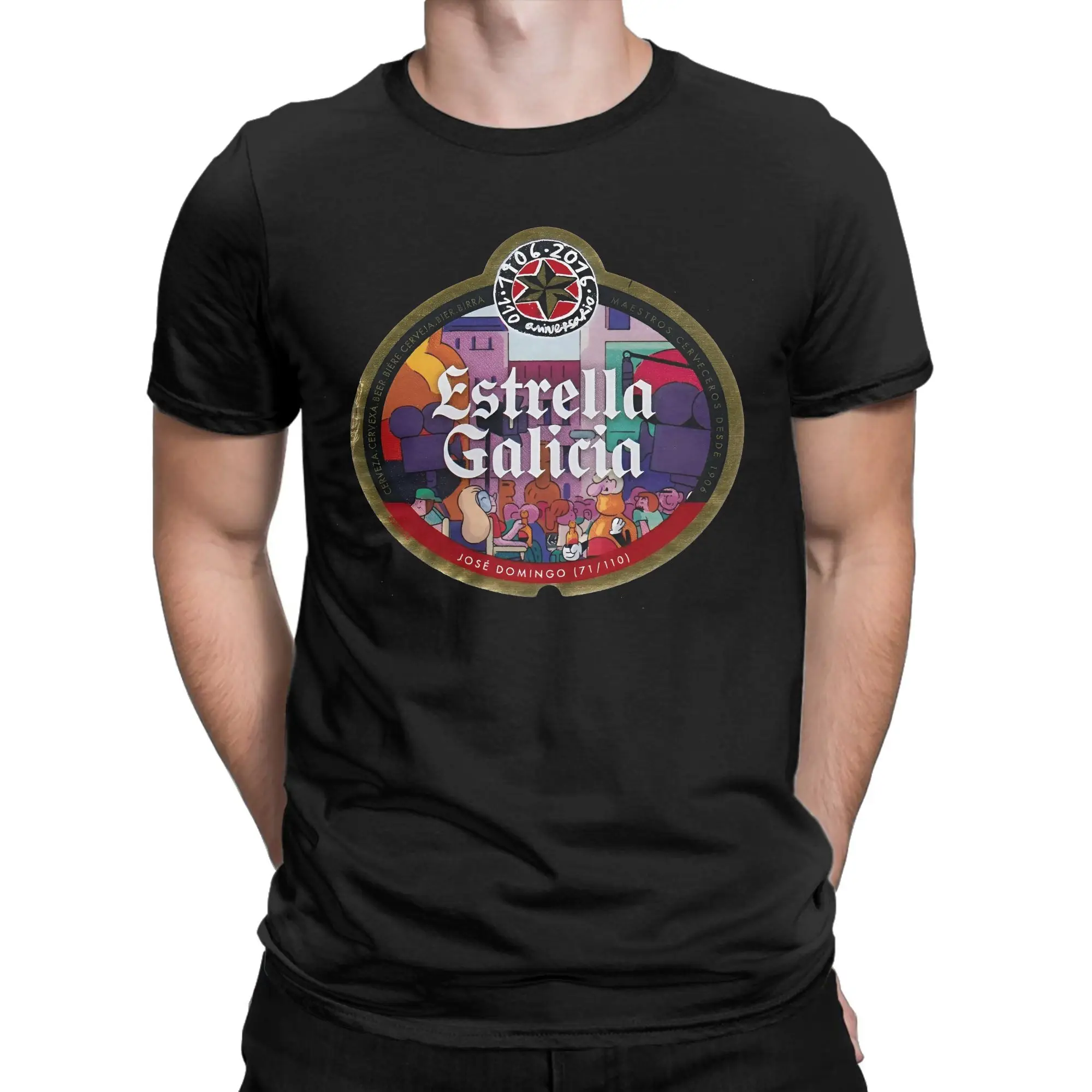 Estrella Galicia Beer  T-Shirt Summer  Cotton T Shirts For Men's Trending Casual Tee Shirt Short Sleeves Y2K Funny Top Tees