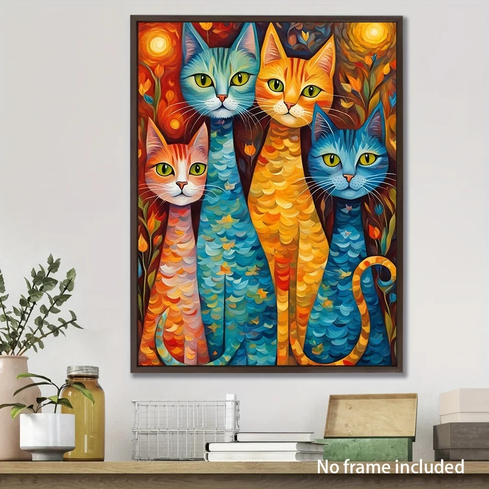 Cute Animal Series Cats Canvas Painting - No Frame Included Painting - Wall Art Decoration - Living Room, Bedroom, Dining Room,