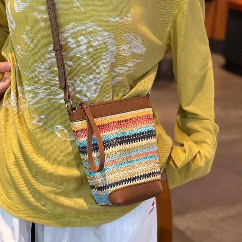 

Female Fashion Retro Classic Small Handbags Women's Rainbow Shoulder Bags Ladies Leisure Designer Luxury Crossbody Phone Bag New