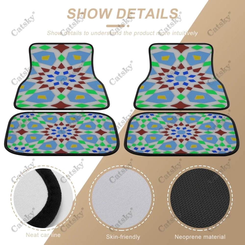 Artistic -  Mosaic Car Floor Mat Vintage Carpet Anti-Slip Rubber Mat Pack of 4 Auto Accessiores for Car SUV Van