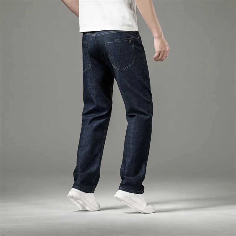 Summer Thin Straight Trousers Commute Fashion Zipper Button Business Casual Pockets Men's Clothing Loose All-match Daily Jeans