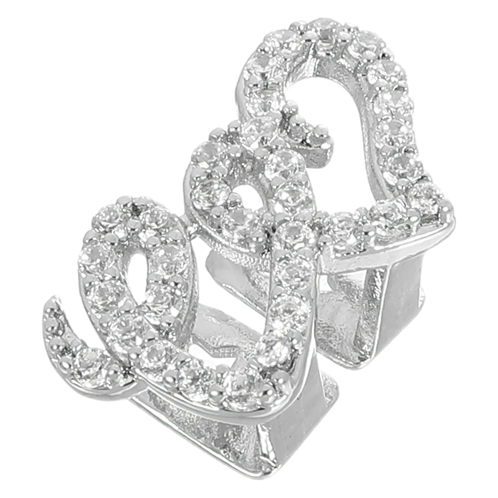 Capuchón Dental de Doble Corazón con Diamantes de Imitación Brillantes para Rapper, Joyería Bucal Hip Hop para Disfraz - Accesorios Dentales