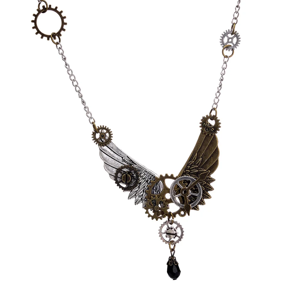 البخار والعتاد الجناح قلادة قلادة كلاسيكية مجوهرات بسيطة هدية الرقبة اكسسوارات النساء الإبداعية أنيقة قلادة أنيقة