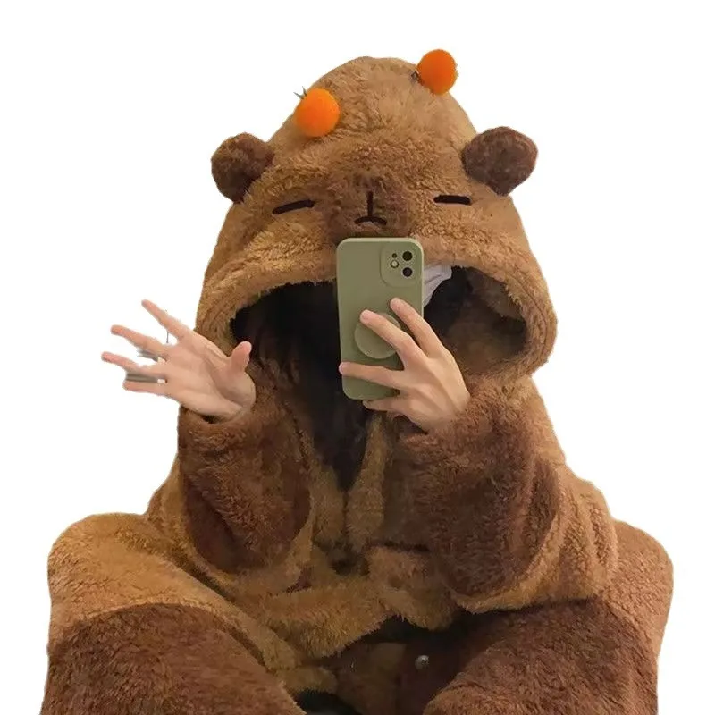 Adult Capybara Robes Onesies Pajamas Cartoon Pyjama Kigurumi Halloween Cosplay Costumes Sleepsuit Animal Sleepwear