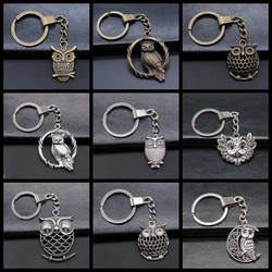 Men Keychain DIY Metal Holder Chain Vintage Owl Pendant Creative Party Jewelry Accessories Gift