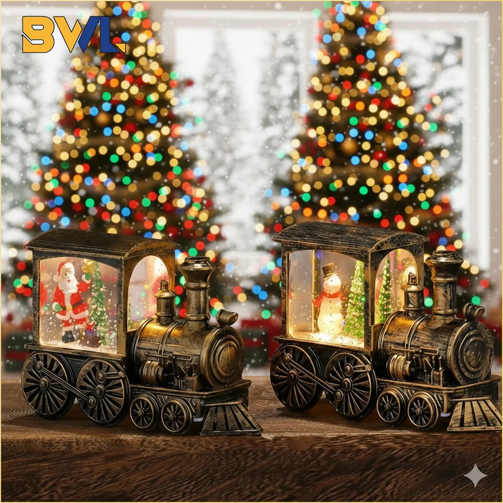 LED Night Light Vintage Train Christmas Battery Powered Lantern Portable Decorative Lamp Indoor Outdoor Party Gift