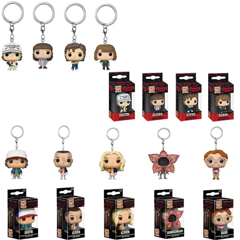 Funko Pop Stranger Things Figure Key Chain Anime Eleven Barb Holland Chomper Figure Key Backpack Pendant Decoration Toy Gift