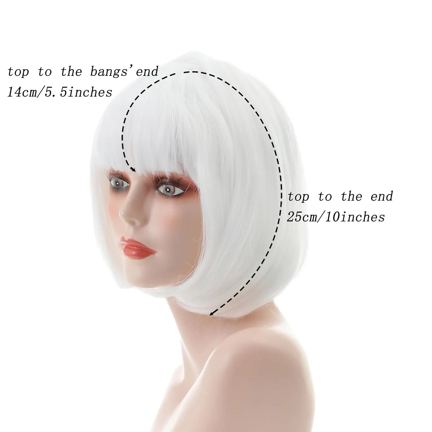 Peruca sintética reta curta Bob com franja para mulheres, Lady Daily e Flapper, fantasia de cabelo Cosplay, moda, 10 ", 25cm