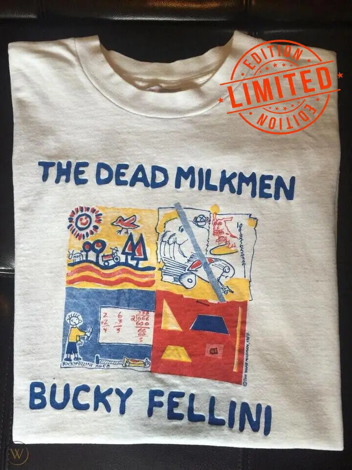 

RARE 1987 T SHIRT THE DEAD MILKMEN BUCKY FELLINI Vintage