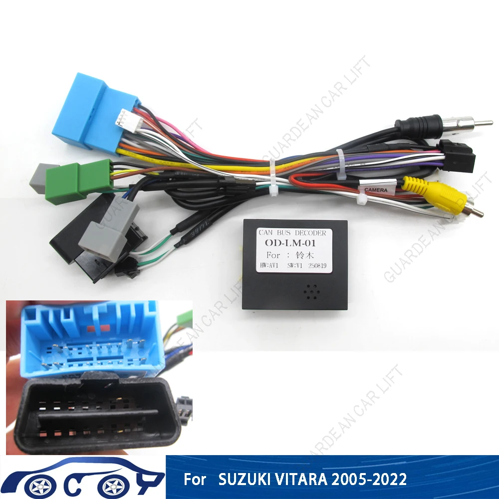 Car Radio Wiring For SWIFT Super GRAND VITARA WAGON R EVERY Cable 16Pin Harness Adapter With CANBUS Box Plug Android navigation