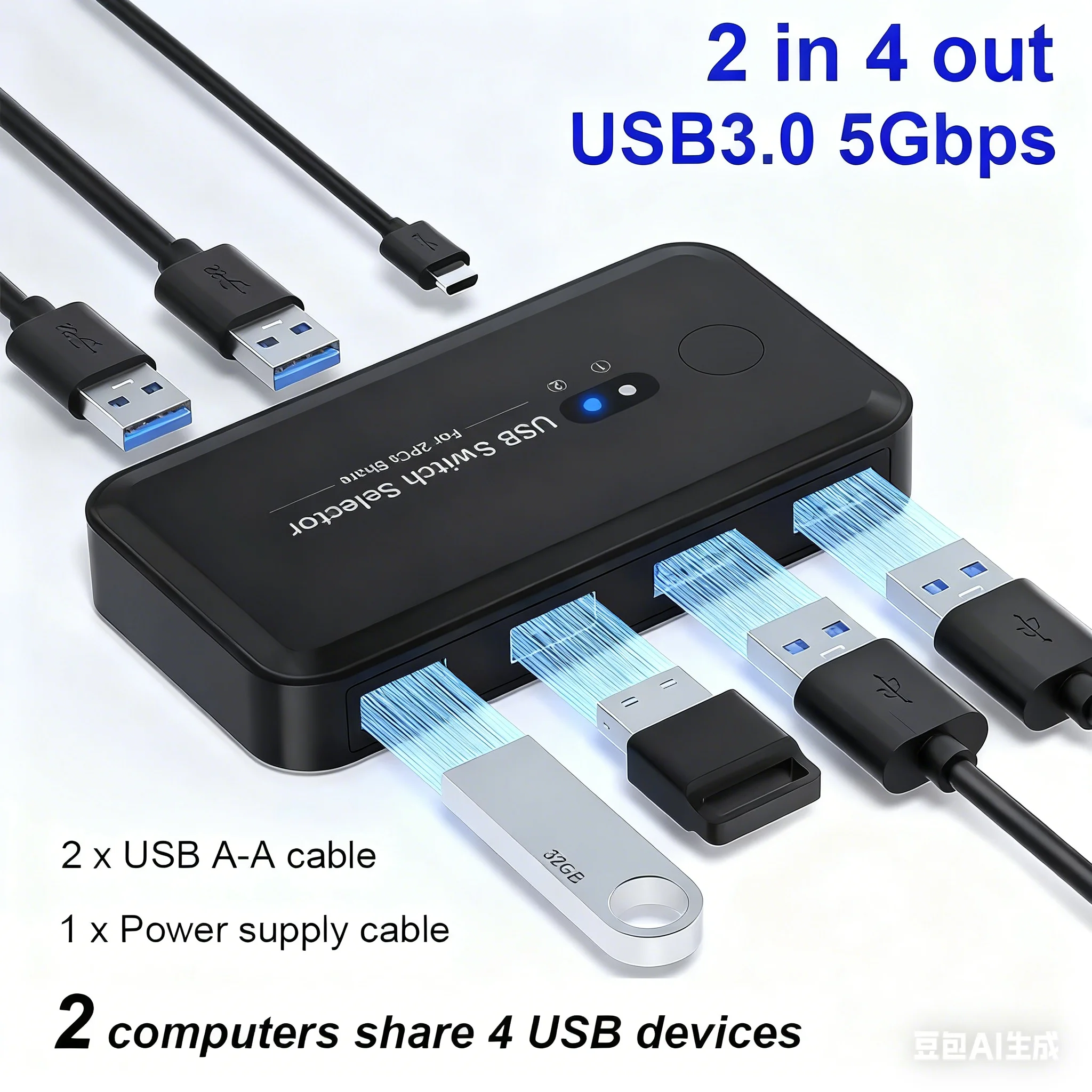 USB 2.0 3.0 Switch KVM Switcher Selector KM Hub Docking Station Dock 2 Computer Laptop PC Accessories Share Keyboard for Macbook