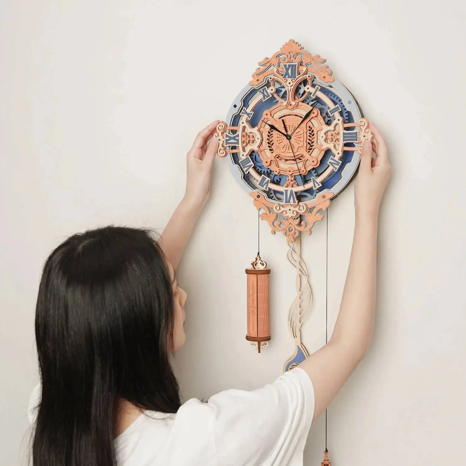 Robotime 3D Wooden Puzzle For Kids Adults Mechanical Design DIY Wall Quartz Clock Crafts Hobbies Gift Room Decoration LC701 tool