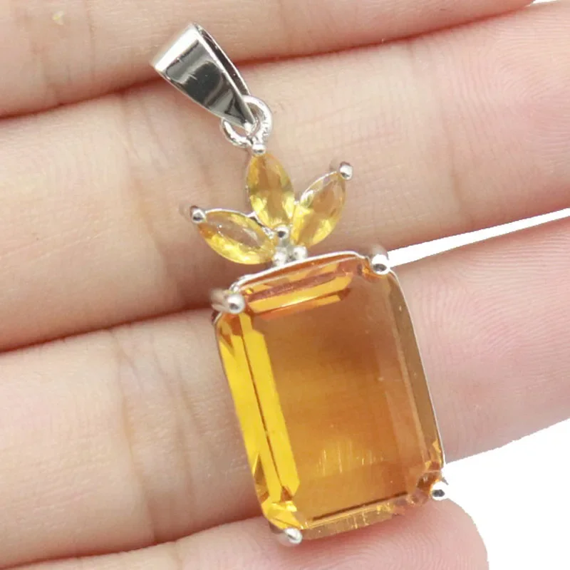 

5.5g Real Customized 925 Solid Sterling Silver Pendant Pink Kunzite Golden Citrine Green Amethyst Ladies Party