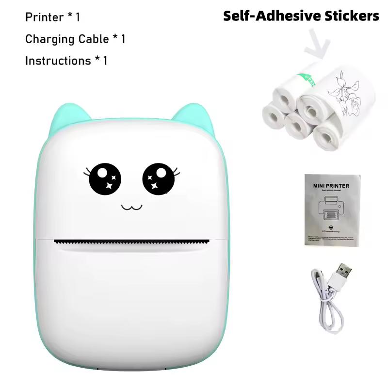 Portable thermal printer mini cat print photo pocket thermal label printer 58mm printing wireless Bluetooth Android iOS printers - Image 12