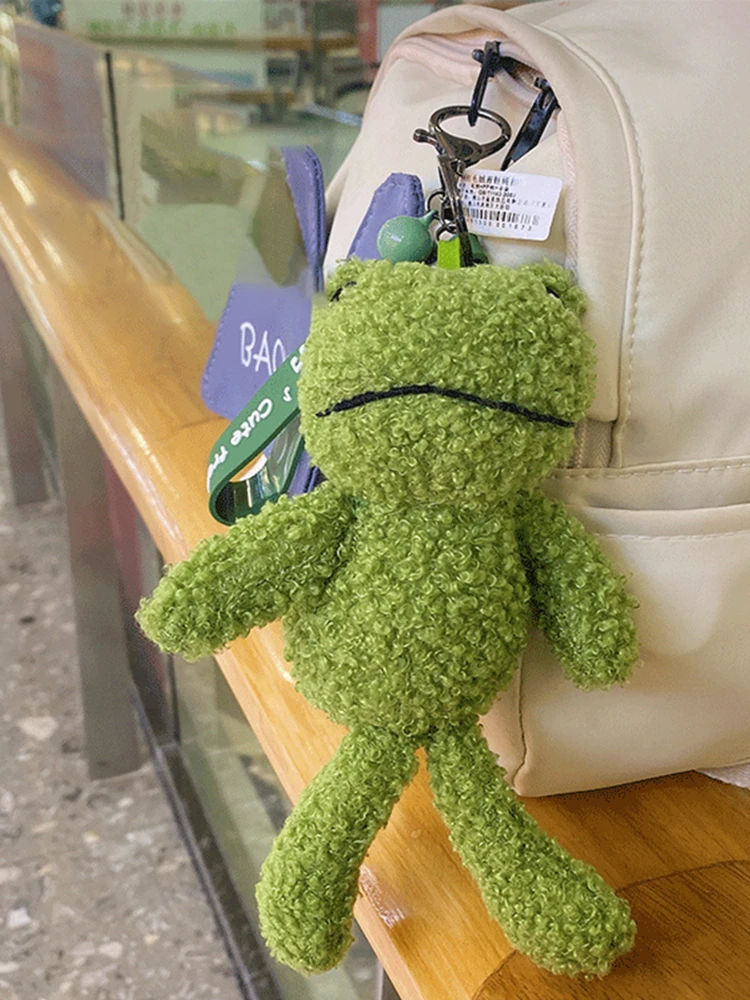 Creative Cute Frog Coin Purse Wallet Cartoon Solid Color Plush Frog Doll Buckle Bag with Key Chain Girls Gifts Funny Wallet Bags