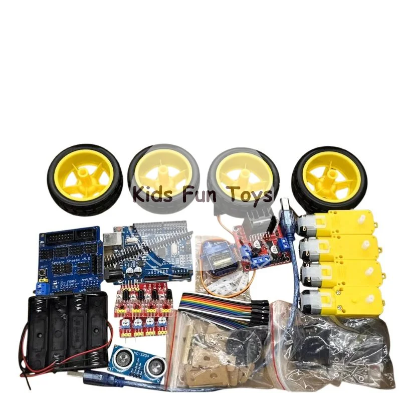 1Set 4WD Electronic Smart Car Board Speed Encoder Battery Box DIY Robot Chassis