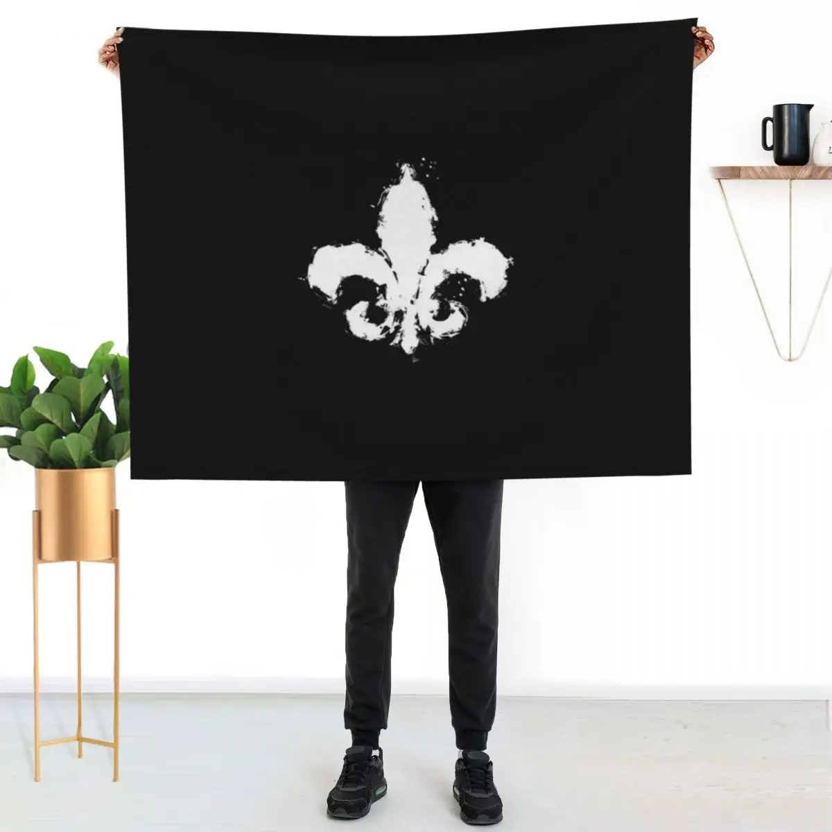 Saints Row Fleur De Lis Splatter Paint Throw Blanket Thin Soft Plaid Flannel Fabric Camping Soft Beds Blankets