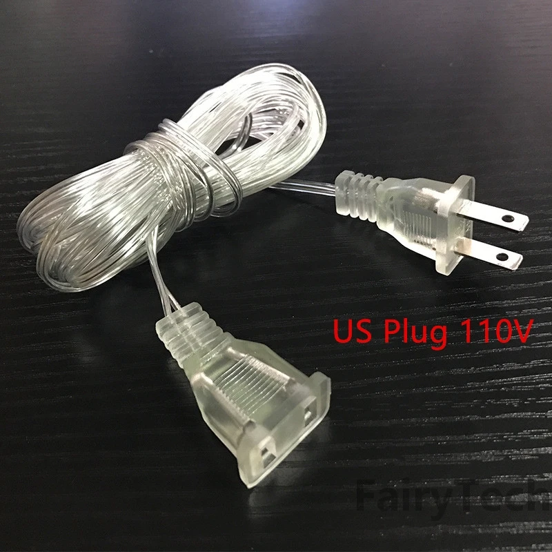 Cable extensor de enchufe de 5m, enchufe de UE/EE. UU./USB para cadena de luces LED, decoración de boda y Navidad, guirnalda Led DIY, luces de