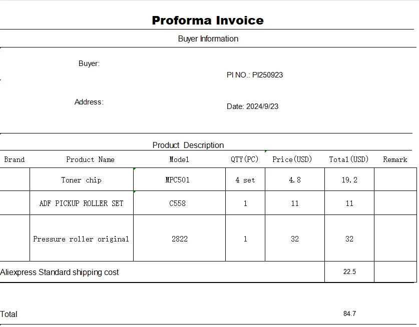 PI250724 para peças Ricoh