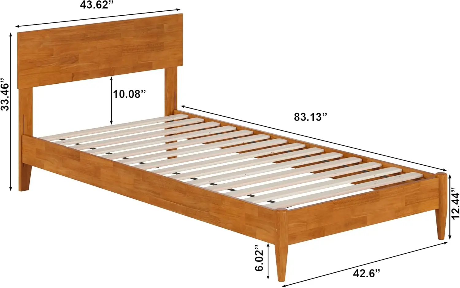 , Aria Twin Xl Solid Wood Modern Low Profile Platform Bed, Light Toffee