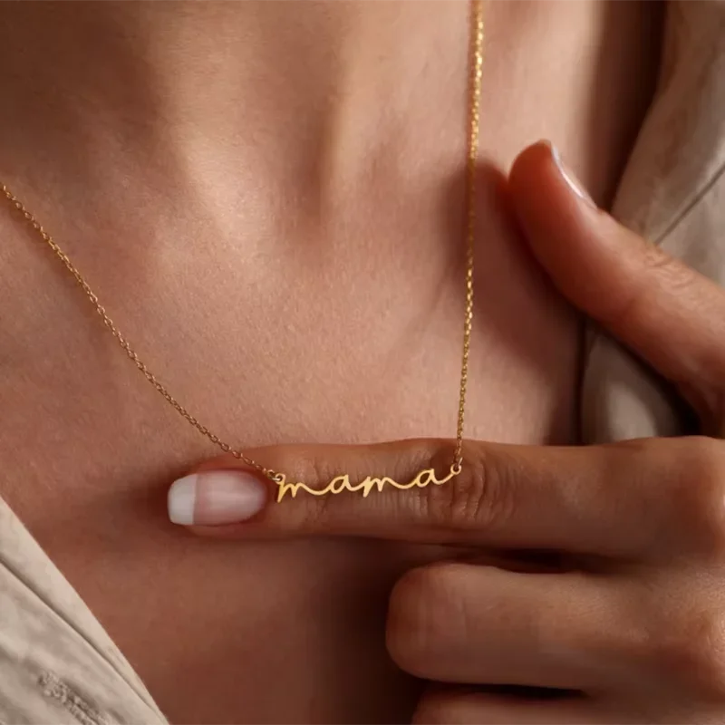 Mother's Day Small Letter Mama Pendant Necklace for Women Mom Nameplate Clavicle Chain Choker Jewelry Initials Gifts