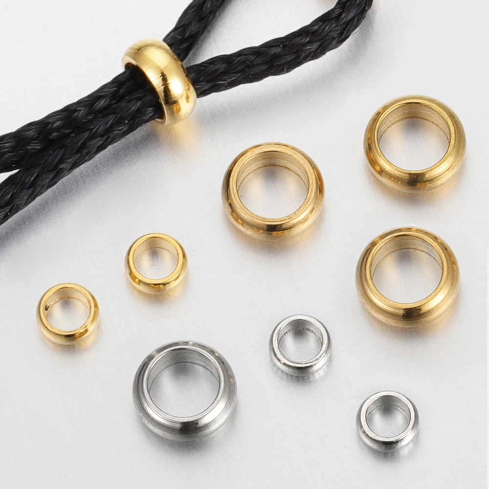 50 Stück/Set, Edelstahl-Abstandshalter-Perlen, 2–10 mm, große Perlen mit großem Loch, zum Basteln von Schmuck, Armbändern und anderen DIY-Handwerksarbeiten. – Detail 3