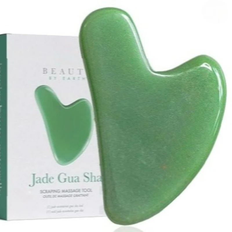 

Earth's Beauty Jade Guasha - Smooth Fine Lines Wrinkles Facial Massage Facial Carving Tools Chin Massager Facial Massage Tools