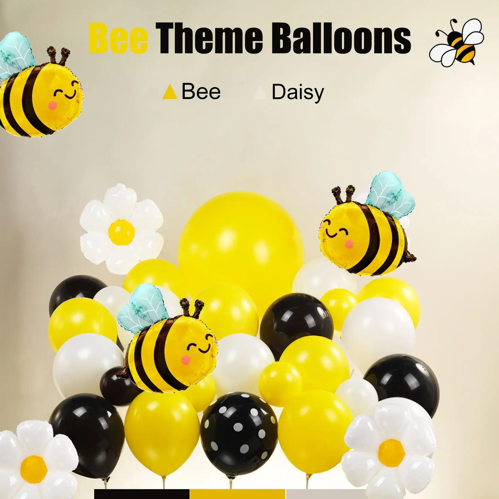 116pcs Cute Bee Balloons Yellow White Garland Arch Kit Birthday Baby Shower Theme Animal Party Decoration Monther\'s Day Globos