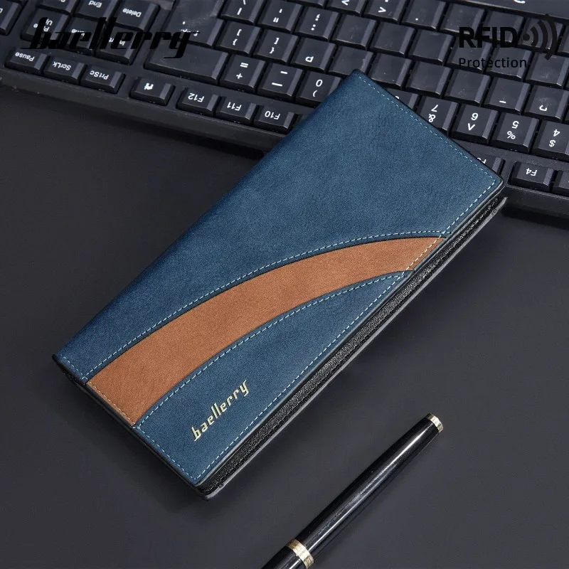 Baellerry Husband's Gift fashion Wallet RFID Blocking Billfold for Men Large Capacity Long Zip Around Wallet