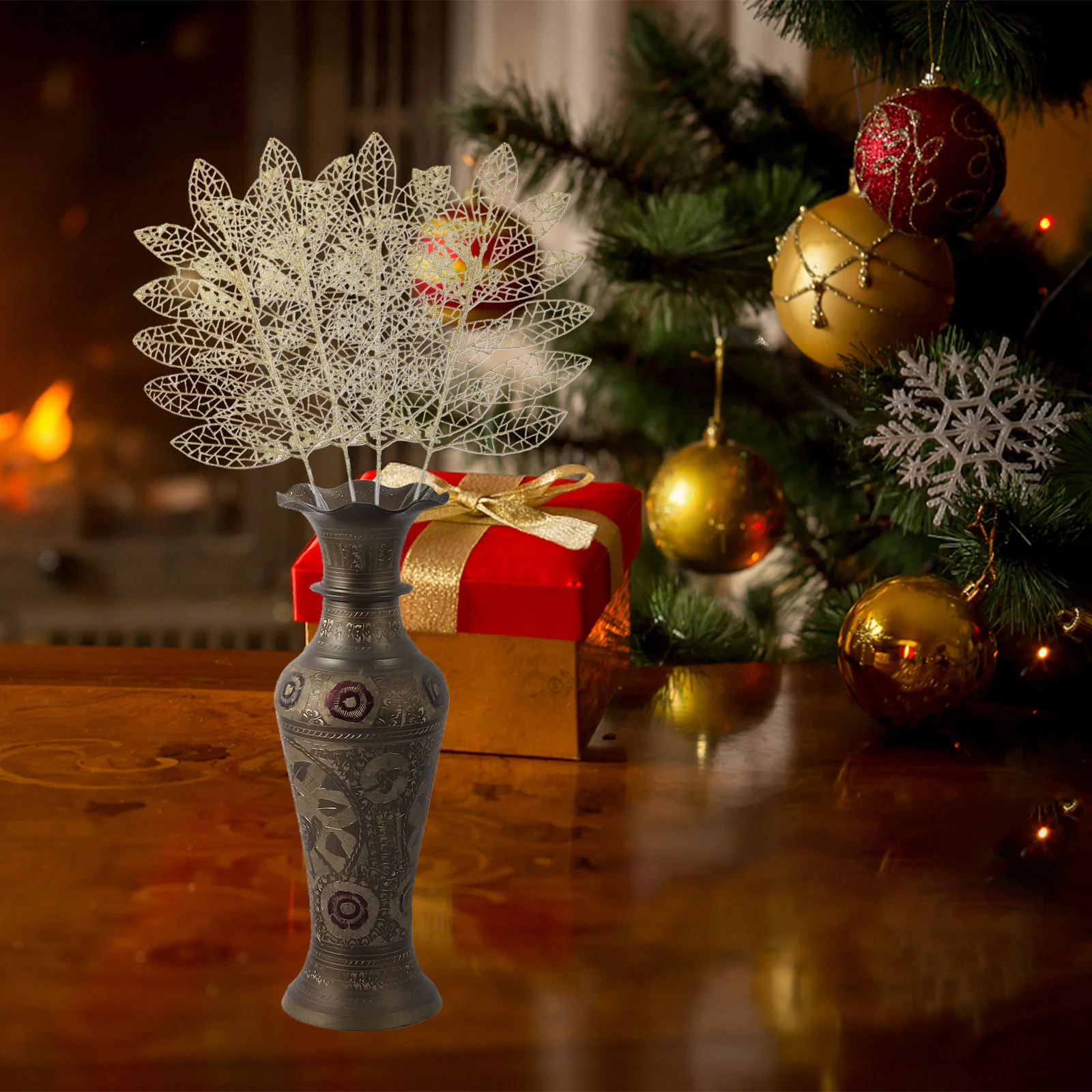 

5pcs Artificial Plant Leaves Simulated Rose Leaf For Christmas Tree Xmas Ornament Home Decor Simulation Decor Holiday Decoration