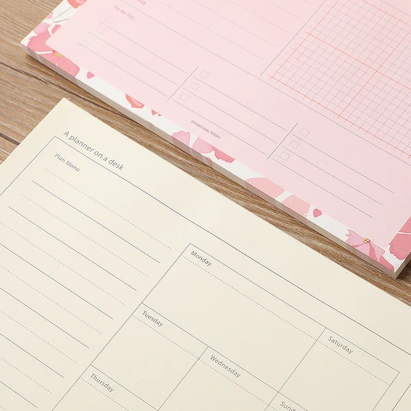 Durable Creative Fresh Portable Daily Schedule Planner Blank Tear-off Weekly Planner Memo Notepad That Helps You Track Daily Act
