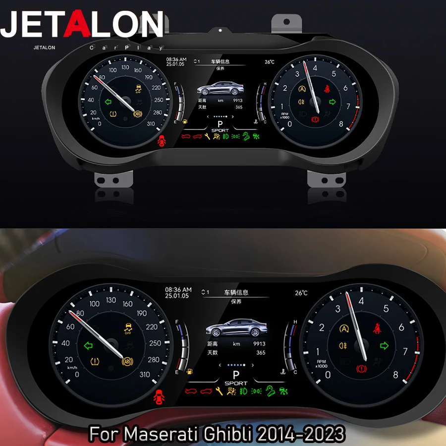 12.3'' Linux LCD For Maserati Ghibli 2014-2023 Dashboard Panel Odometer Virtual Cockpit Digital Cluster Instrument Speedometer