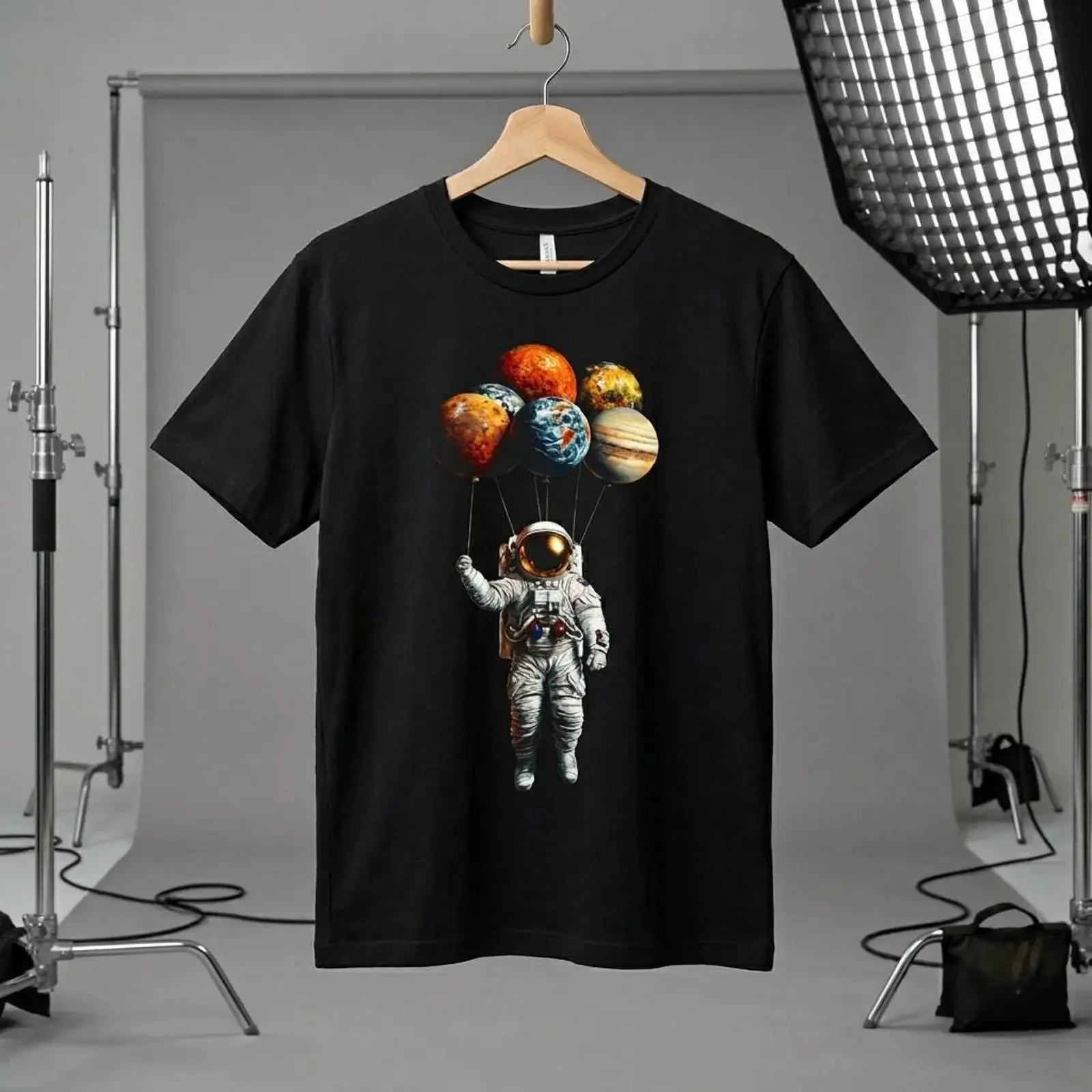 Astronaut Planets Balloon T Shirt Space Humor Funny Astronomy Solar System  vintage Washed graphic Comfortable homme