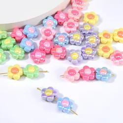 10Pcs UV AB Color Acrylic Cute Blossom Beads 16MM Flower Charms DIY Children Jewelry Making Handcraft Bracelet Accessories