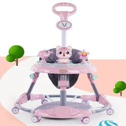 Andador de bebê anti-o-perna walker multi-função 6 ajuste de engrenagem anti-rollover dobrável walker 1-3 anos de idade bebê aprender começar