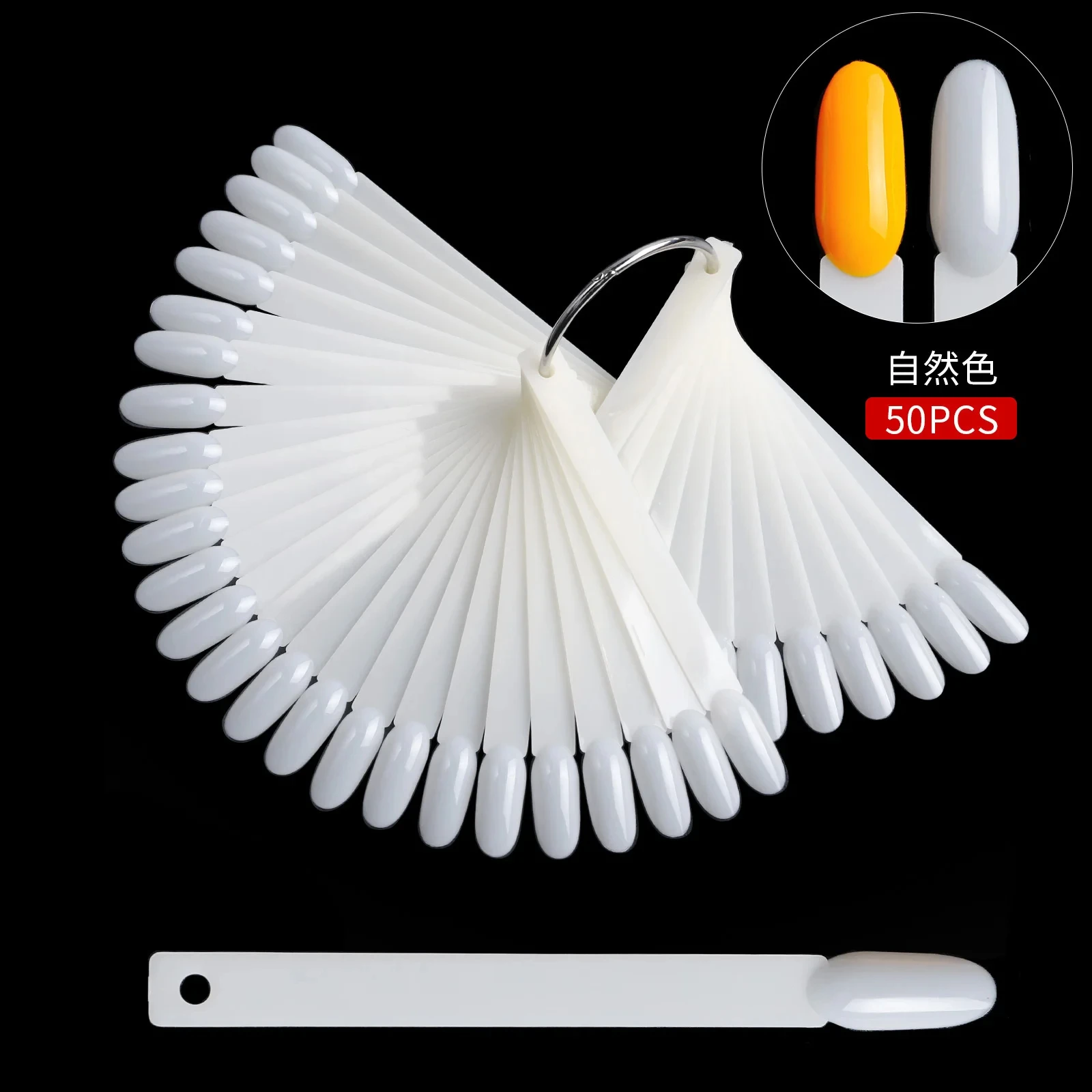 50PCS False Nails Tip Gel Nail Polish Color Chart Display Nature Clear Black Fan Shape Fake Nails Art Tool For Practice Manicure image 2