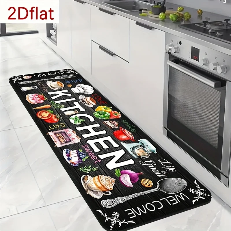 VIKAMA Kitchen Theme Long Floor Mat, Anti-Slip Water-Absorbing Siliceous Mud Kitchen Carpet, Home Decoration Beside The Sink