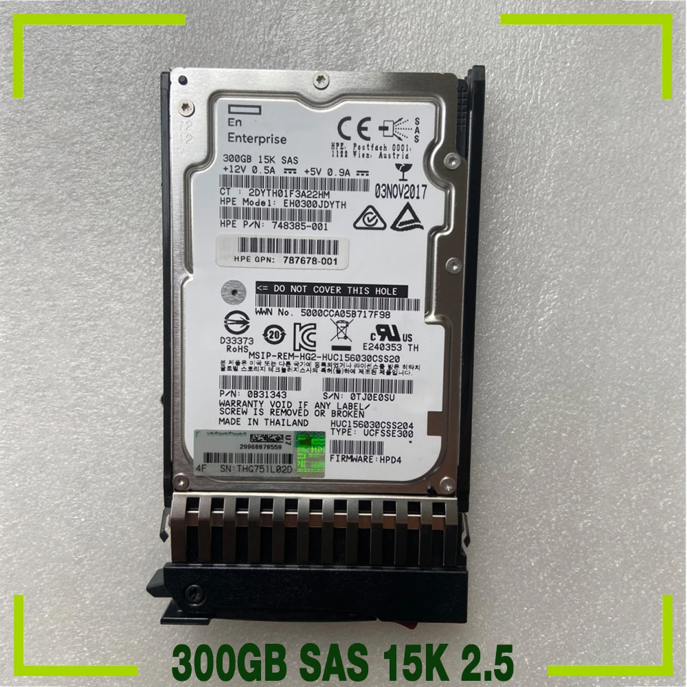 300GB For HP J9F40A MSA 12G 787678-001 748385-001 748385-001 Hard Disk 300GB SAS 15K 2.5