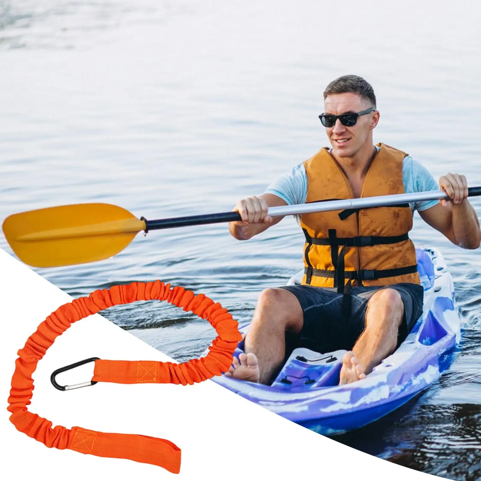 Canoe  Paddle Lanyard Stretchable 5ft Paddle Holder for Kayaking with Carabiner Reflective Safety Lanyard  Rope Boat Accessories