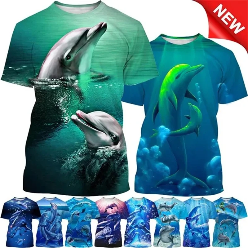 

Summer New 24Colors Dolphin 3D Printed T-shirt Fashion Sea Ocean Elf Animal Dolphin Pattern Casual Slim Round Neck Tops Tees