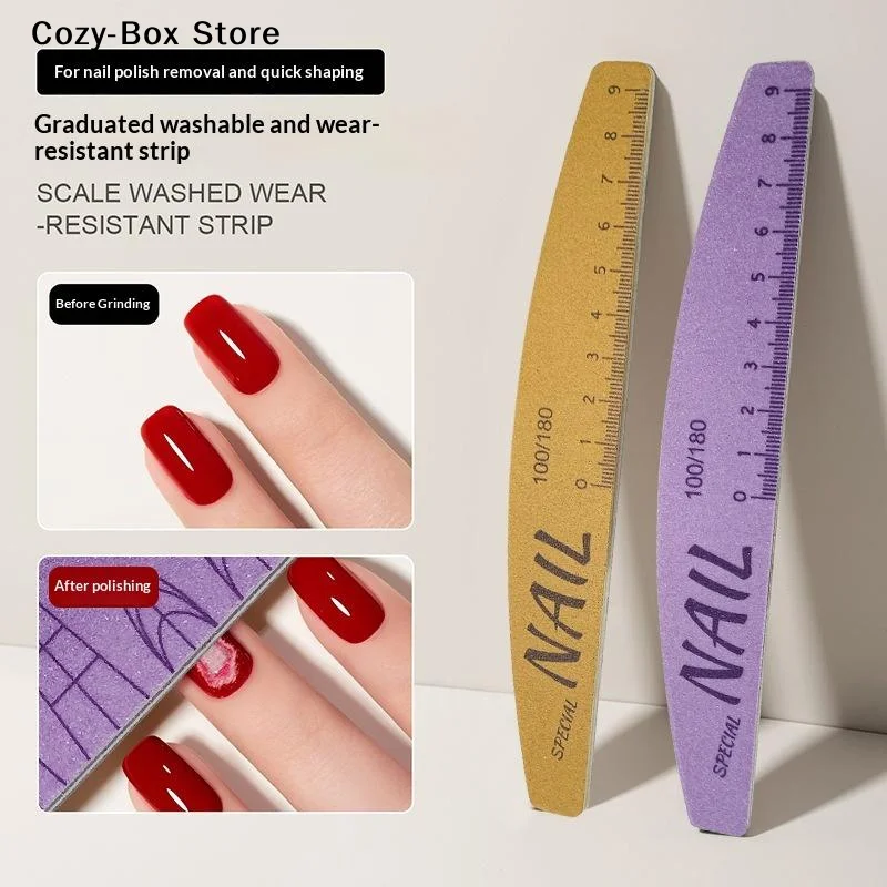[ZY]5Pcs Nail File Set With Scale Nail Art Double-sided 100/180 Grit Nail File Grinding Sanding Buffer Buffing Manicure Tool[ZY]