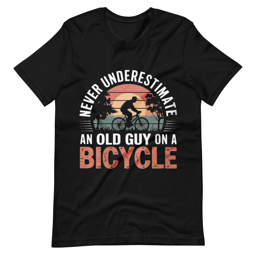 Never Underestimate Old Guy Bicycle Shirt Funny Cyclist Tee Biking Humor Old Man Bike Gift Cycling Grandpa Shirt Humor Cycl Tops