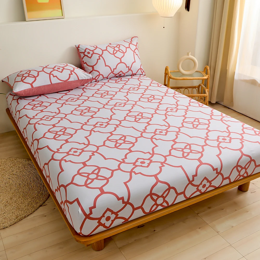 Classic Red Green Ethnic Style Bed Fitted Sheets Sábanas Mattress Cover with Elastic Microfiber 120*200*30,180*200*30cm