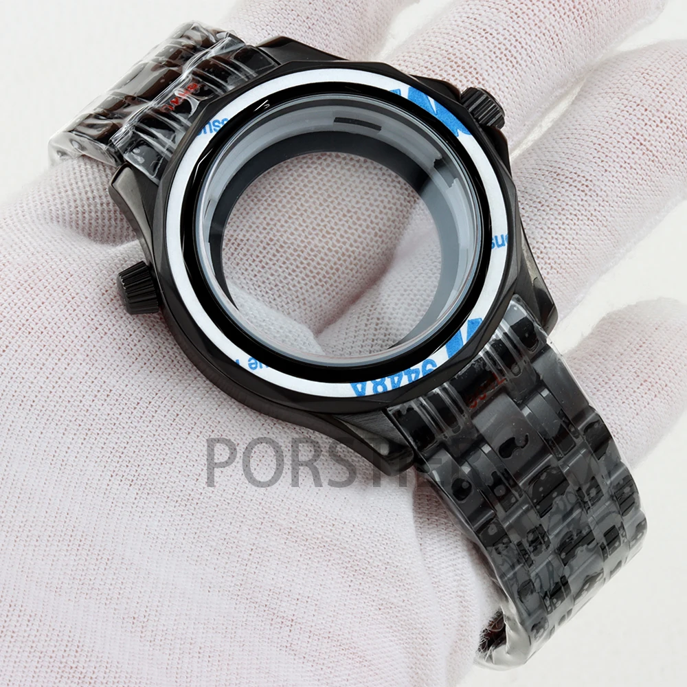 

Black 41mm NH35 Watch Case No Bezel 20mm Solid 316L Stainless Steel Waterproof for Seamaster NH35 NH36 Movement 31mm Dial