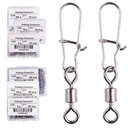 50PCS Pike Fishing Accessories Connector Pin Bearing Rolling Swivel Stainless Steel Snap Fishhook Lure Swivels Tackle