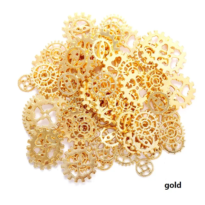 New 30pcs-100pcs 10 Color Small Size 8-15mm Zinc alloy Mix Alloy Mechanical Steampunk Cogs & Gears Diy Accessories